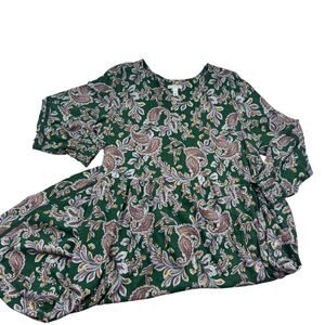 Canyon Retreat Floral Cottagecore Tiered Long Sleeve Maxi Dress Women's Size XL